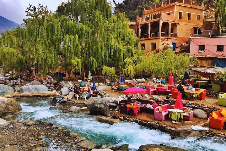 Ourika Valley 2027 excursion restaurants on river Setti Fatma waterfalls private tour English guide guided visit